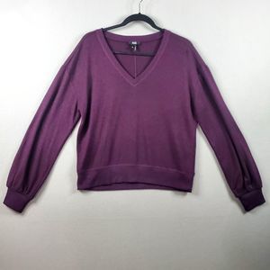 PAIGE, Maroon/Purple V-Neck Sweater Women's sz M Poly/Rayon/Spandex